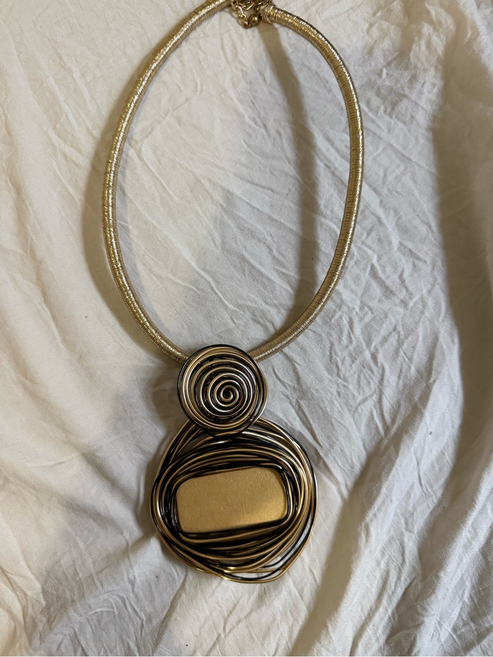 Gold Tone Spiral Pendant Necklace - Women's Jewelry